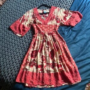 Red and Cream Silk Sundress